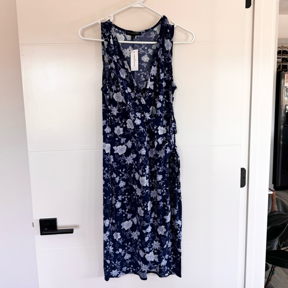 Banana Republic blue floral wrap dress